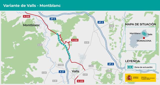 Mitma licita por 6 millones de euros las obras complementarias de la autovía A-27 en el tramo Variante de Valls – Montblanc
